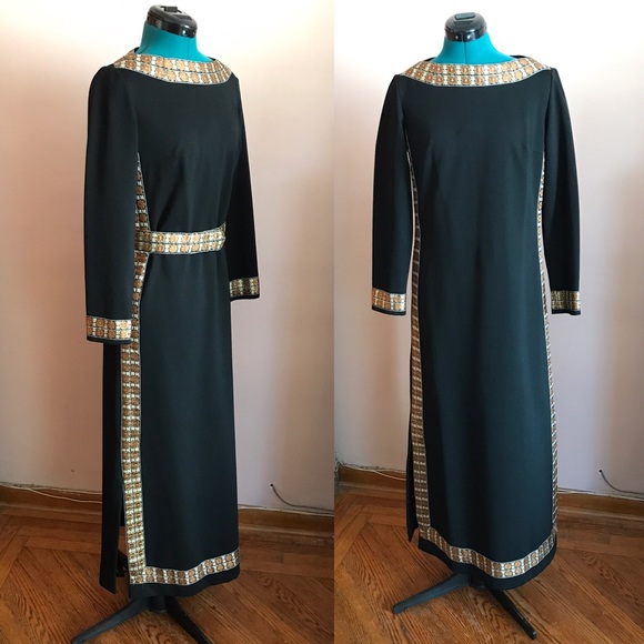 Vintage Dresses & Skirts - Vintage stunning belted black column dress